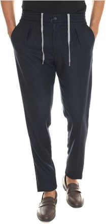 Marco Pescarolo Broeken, Heren, Blauw, 2Xl, Wol, Chiaia Jogger broek