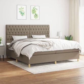 vidaXL Vidaxl - Cama Box Spring Con Colch&oacute;n Tela Gris Taupe 200x200 Cm