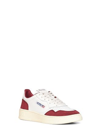 Autry Womens Sneakers Medalist Low White-Burgundy Multicolour Calf Leather Trainers