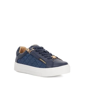 Dune London Womens Ladies Eisel - Quilted Flatform Lace Up Trainers - Blue - Size UK 3