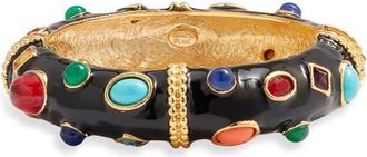 Kenneth Jay Lane Studded Enamel Bangle in Black at Nordstrom