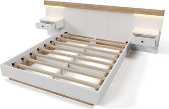 Urban Meuble Cama queen blanco y efecto madera 160*200cm