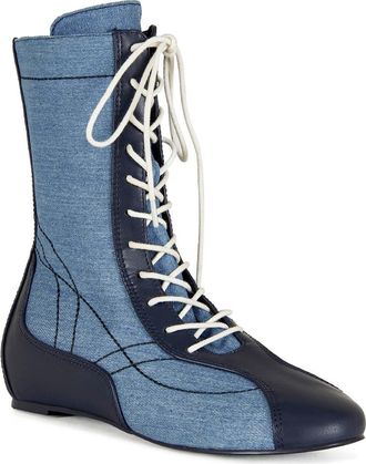 Azalea Wang Passer Boxing Boot in Navy at Nordstrom, Size 6.5