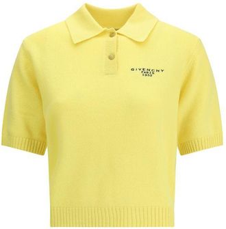 Givenchy Womens Cropped Polo Shirt - Yellow Wool - Size Medium