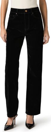 Paige Stevie High Waist Straight Leg Velvet Denim Jeans in Onyx Rich Velvet at Nordstrom, Size 30