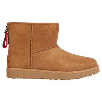 UGG Classic Mini Logo Zip Suede Womens Ankle Boots - Chestnut - Size:UK 8