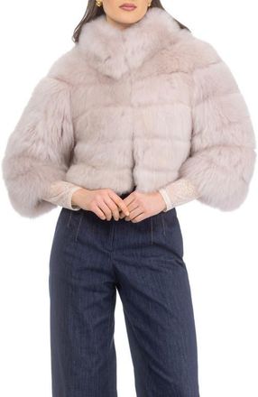Gorski Genuine Shearling Bolero, Cropped Sleeves in Blush at Nordstrom, Size Medium