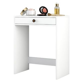 Dmora Toletta Carde, Mueble De Maquillaje Con Espejo, Un Caj&oacute;n, Estructura Negra, 70x85x40h Cm Blanco