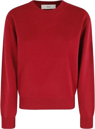 Dunst Truien & Vesten, Dames, Rood, S, Leer, Melange Grijs Cashmere Crewneck Sweater