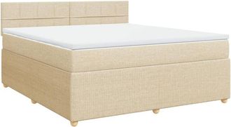 vidaXL Cama Box Spring Con Colch&oacute;n Tela Color Crema 180x200 Cm Vidaxl