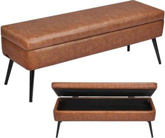 OEM Banco De Cuero Con Almacenaje, Banco Tapizado De Cuero Sint&eacute;tico De 355 X 1015 X 450 Mm Con Almacenaje Y Patas De Metal, Coj&iacute;n De Espuma, Sala De Esta