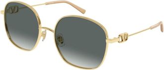 Valentino Sunglasses, female, Yellow, Size: 57 MM Geometric-frame Sunglasses
