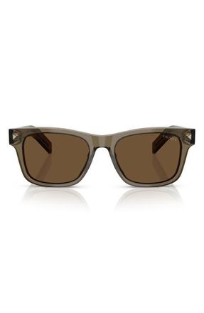 Prada 55mm Rectangular Sunglasses in Transparent Terra /Dark Brown at Nordstrom