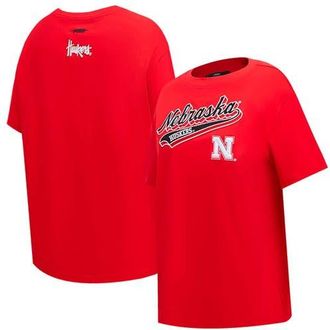 Pro Standard Womens Pro Standard Scarlet Nebraska Huskers Script Tail Oversized Boyfriend T-Shirt at Nordstrom, Size Medium