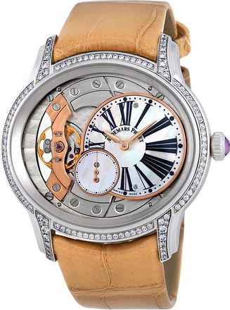 Audemars Piguet Pre-owned Audemars Piguet Millenary Diamond White Mother Of Pearl Dial Ladies Watch 77247BC.ZZ.A813CR.01