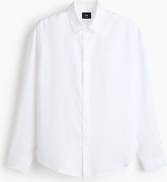 H&M Leinenhemd in Relaxed Fit - Weiss