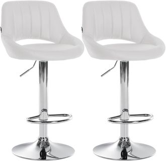 Clp Juego De 2 Taburetes De Bar Milet De Piel Sintetica Blanco Metal Cromado
