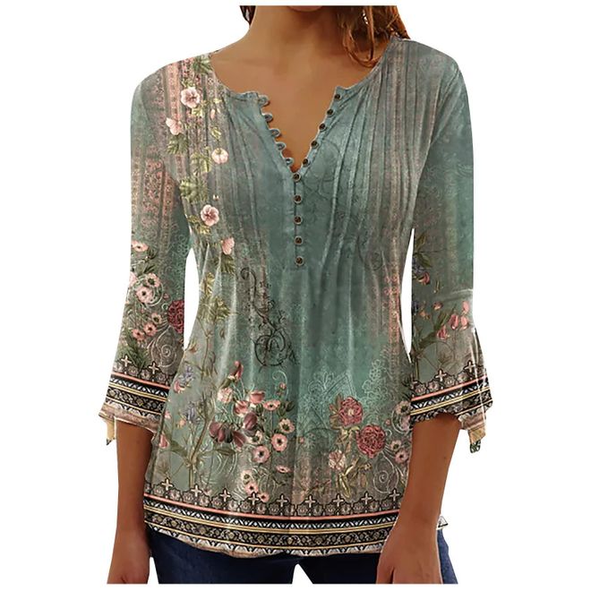 Generico Camicetta da Donna Elegante a Maniche Lunghe Magliette Donna Estive Ufficio Camicia Donna Casual Bluse Maglie a Manica Lunga Scollo a V Stampato Shirt da 7 99 su Stylight