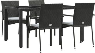 vidaXL Vidaxl - Set De Muebles Jard&iacute;n 5 Pzas Con Cojines Rat&aacute;n Sint&eacute;tico Negro