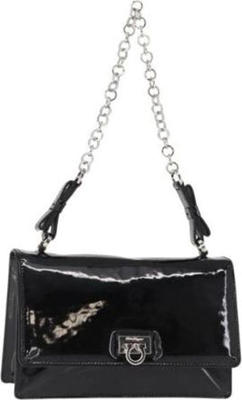 Ferragamo Pre-owned Shoulder Bags, female, Black, Size: ONE SIZE Pre-owned Coated Canvas Shoulder Bag