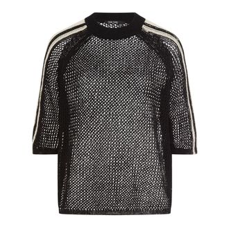 Marc Aurel Truien & Vesten, Dames, Zwart, M, Katoen, Mesh Gebreide Trui met Streepaccent