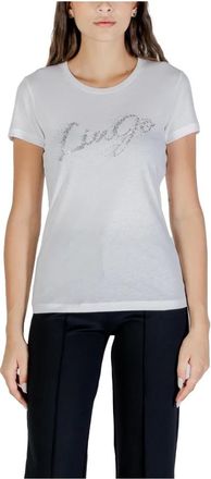Liu Jo Wit Bedrukt Katoenen T-Shirt met Korte Mouwen - Dames - T-shirts - Wit - L - Katoen - Tops