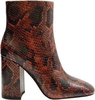 Ash Jade Enkellaars - Python Print - Dames - Laarzen met Hak - Bruin - 37 EU - Schoenen