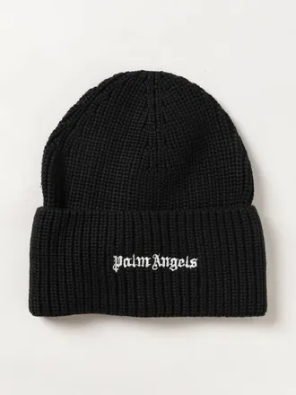 Palm Angels Cappello beanie in poliestere a coste con logo ricamato