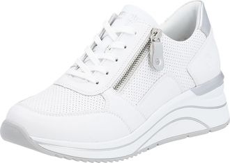 Remonte Keilsneaker REMONTE, Damen, Gr. 36, silber (wei&szlig;, silberfarben), Leder, Schuhe Keilsneaker, Freizeitschuh, Halbschuh, Schn&uuml;rschuh mit Schaftrandpolste