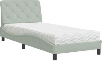 vidaXL Cama Con Colch&oacute;n Terciopelo Gris Claro 90x190 Cm Vidaxl