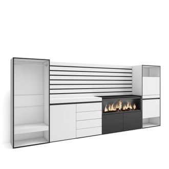 Skraut Home Aparador, Con Almacenamiento, 334x145x35 Cm, Dormitorio, Habitaci&oacute;n, Chimenea El&eacute;ctrica Xxl, C&oacute;moda, Cajonera, Zapatero, Vestidor Abierto, Estilo Mode