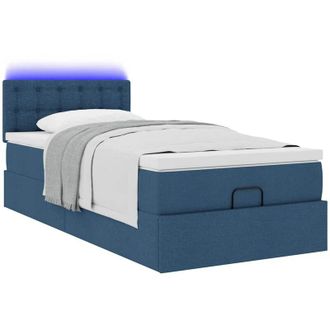 vidaXL Cama Otomana Con Colch&oacute;n Y Luces Led Azul 90x200 Cm Tela Vidaxl