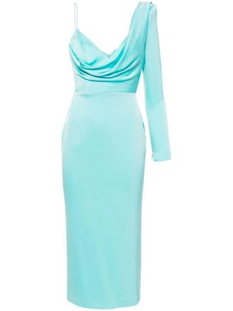 Alex Perry asymmetric satin dress - Blue