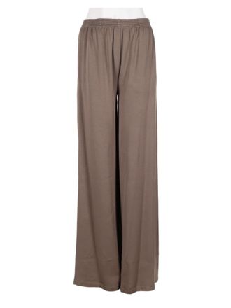 Fabiana Filippi Wide-Leg Brown Trousers with Elastic Waistband and Subtle Sheen