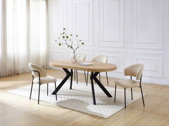 Vente-Unique Tavolo da pranzo 6 persone in MDF e Acciaio Naturale chiaro e Nero - KOMONI