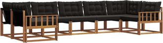 vidaXL Conjunto De Sof&aacute;s De Exterior 7 Uds. Natural Y Negro Vidaxl