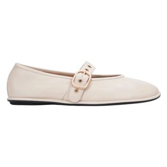 Estro & Luminara Ballet Flats with Gold Buckle - female - Estro - Ballerina Shoes - Beige - 6 UK - Shoes
