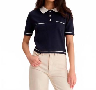 Ines De La Fressange Fran Polo Top In Navy