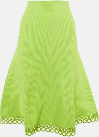 Jonathan Simkhai Jonathan Simkhai Lime Green Ribbed A-Line Midi Skirt