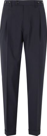 Berwich Blue Barber Long Darts Turn-Up Wool-Blend Trousers