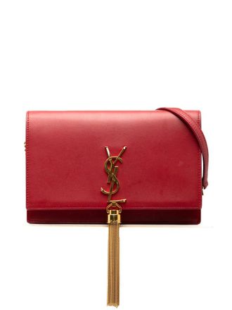 Saint Laurent 2017 Smooth Calfskin Monogram Kate Tassel Wallet on Chain crossbody bag - Rood