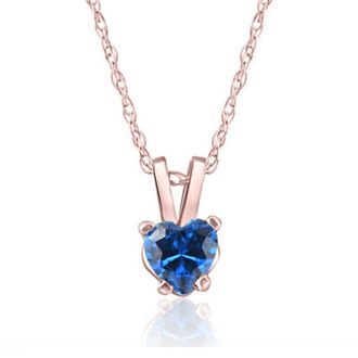 Pompeii3 Womens 1/2ct Blue Heart Shape Sapphire Pendent Rose Gold 18 Chain Necklace