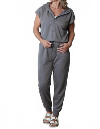 Wishlist French Terry Hooded Jumpsuit In Charcoal