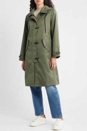 Bernardo Longline Hooded Raincoat in Olive at Nordstrom Rack, Size Xx-Large