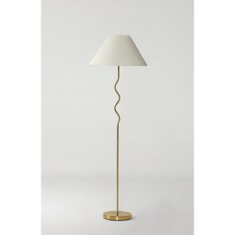 Brightech Squiggle 62 LED Modern Wavy Floor Lamp with Fabric Shade, Bulb Included in Antique Brass at Nordstrom