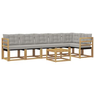 vidaXL Conjunto De Sof&aacute;s De Exterior 7 Pcs Blanco Y Gris Claro Vidaxl