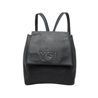 Saint Laurent Pre-owned Leather Backpack - Dames - Pre-owned - Blauw - Maat: ONE Size Leer