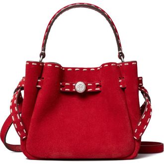 Tory Burch Mini Romy Suede Bucket Bag in Red at Nordstrom