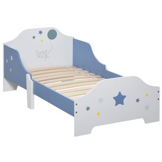 OEM Cama Para Ni&ntilde;os De +3 A&ntilde;os 143x74x59 Cm Cama Infantil De Madera Con Estampado Con Estrellas Carga 50 Kg Azul Y Blanco