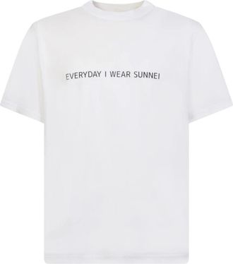 Sunnei Witte T-shirts met sloganprint - Heren - T-shirts - Wit - XL - Katoen - Tops